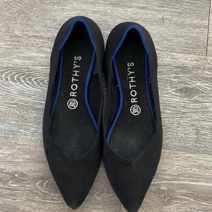 Rothy's The Point Women’s Size 9 Black Blue Halo Solid Ballet Flats Shoes